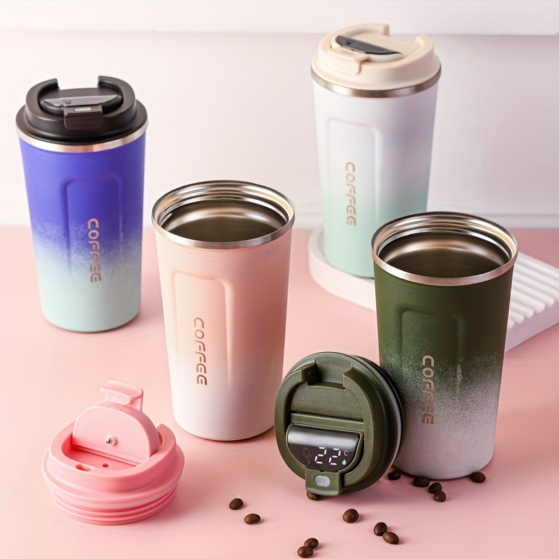 1pc 900ml Solid Color Travel Coffee Mug Stainless Steel Thermal