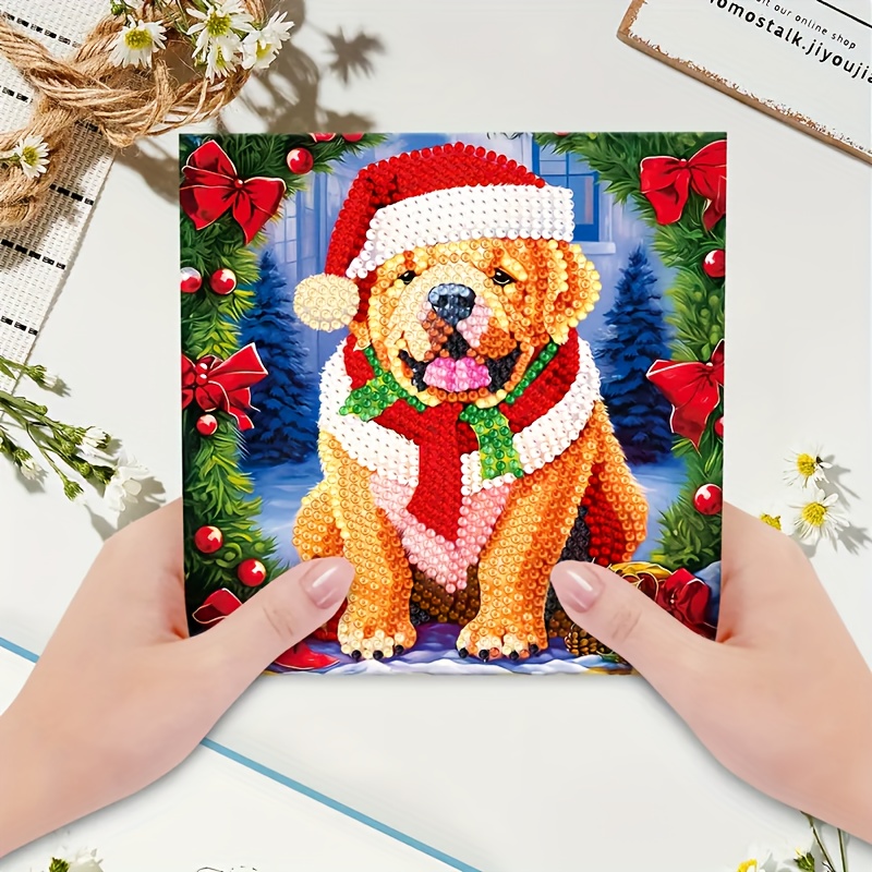 Christmas Diamond Painting Greeting Card Diy Santa Claus - Temu