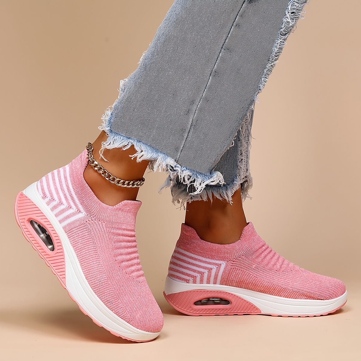 Women's Breathable Knit Sneakers Low Top Slip On Shoes