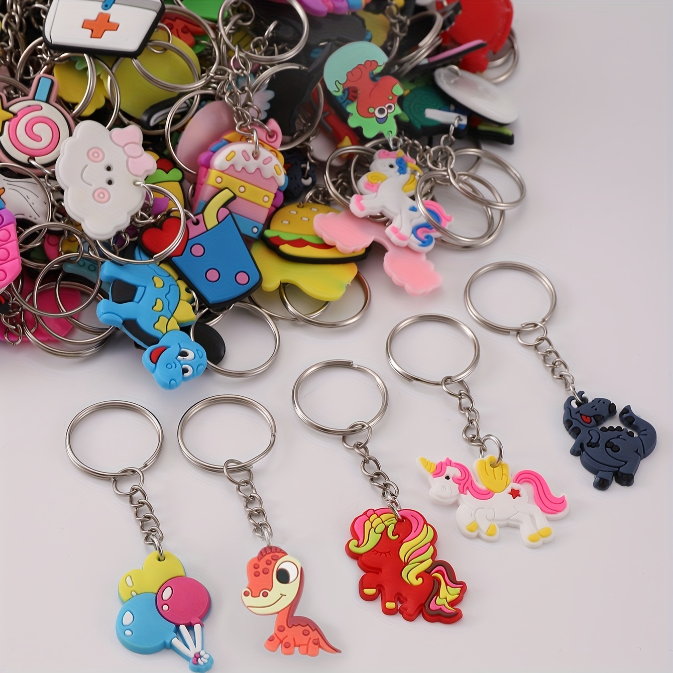 1pcs/4pcs Luggage Tag Hole Keychain PVC Shoe Charms Decoration Cute Soft Key Chain Ring,Temu