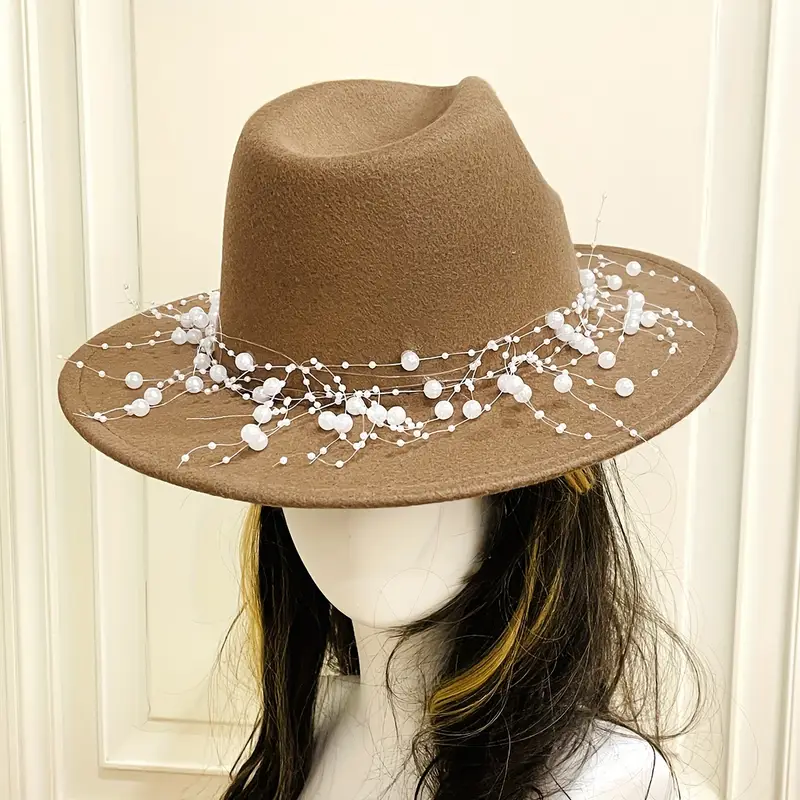 Fedora Hat Ladies Warm Hats Yirtree Solid Color Wide Brim Round