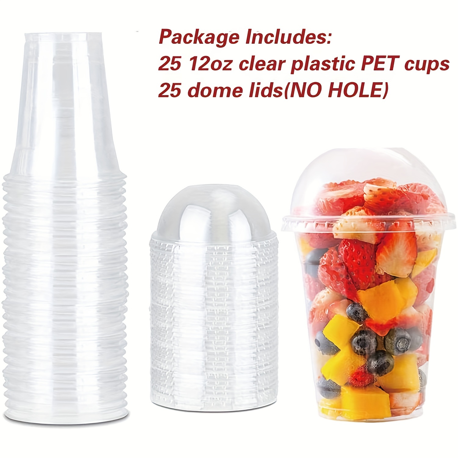 Vasos de plástico con tapas de cúpula, 50 juegos de tazas de 16 onzas con  tapas