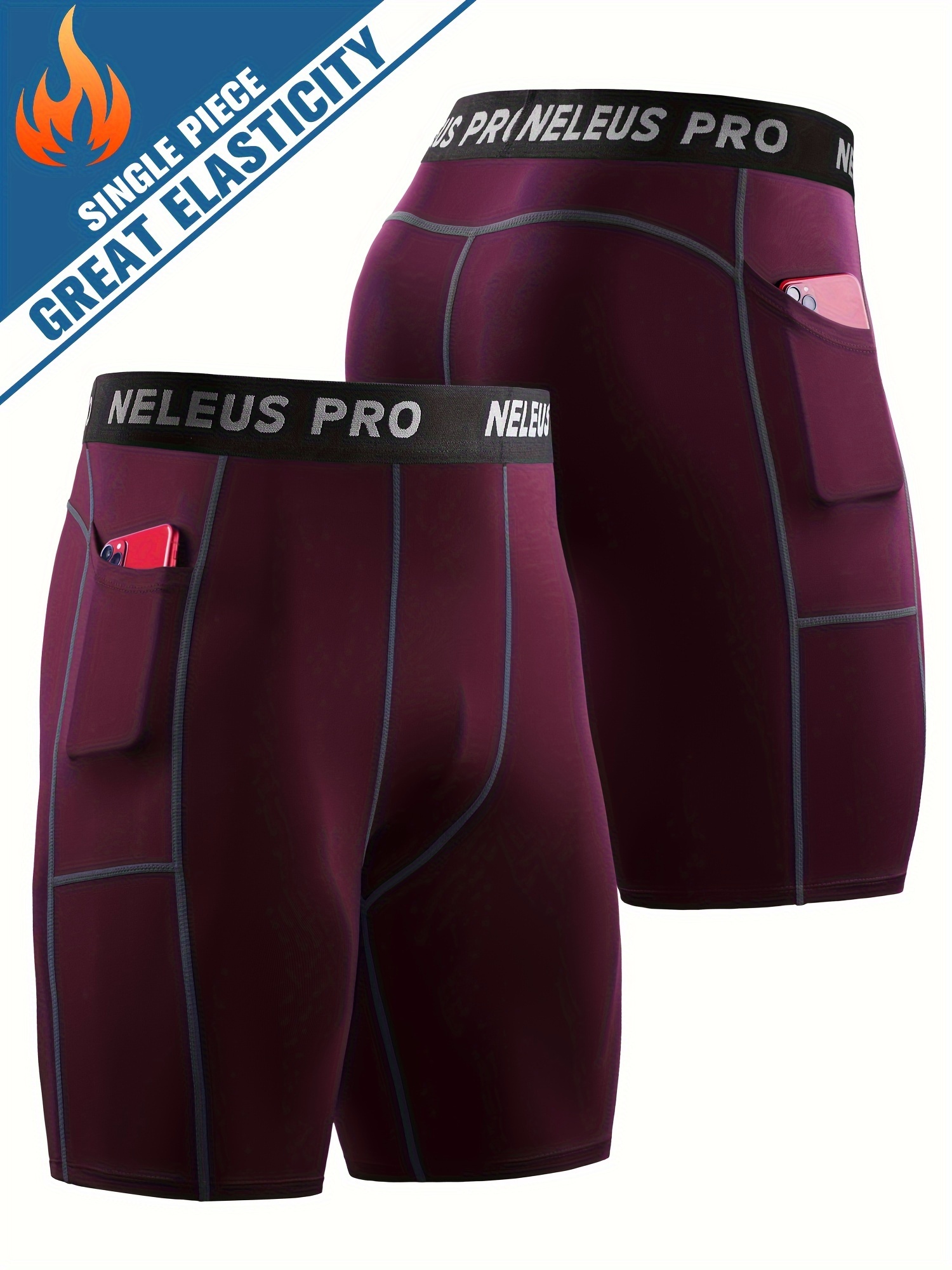 Neleus, Shorts, Neleus Mens 3 Pack Performance Compression Shorts With  Pockets