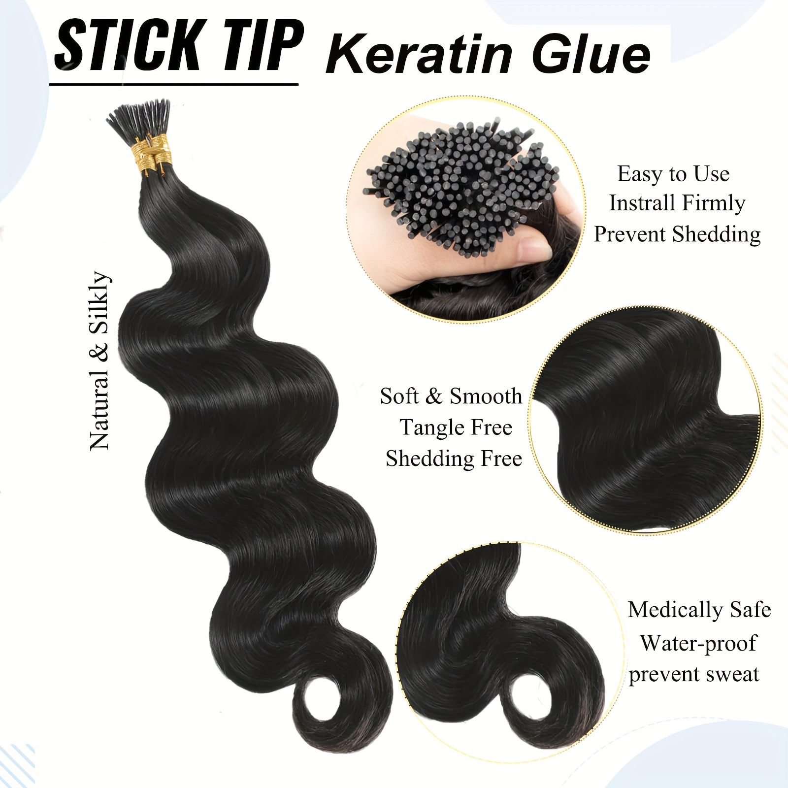 Black Women I Tip Loose Wave Human Hair Extensions