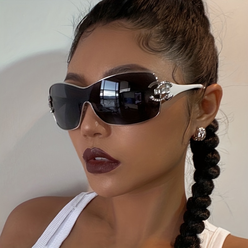 Steampunk Wrap Around Sunglasses Y2k Vintage Shades Sunglasses Trendy Big Frame Eyewear For 6725