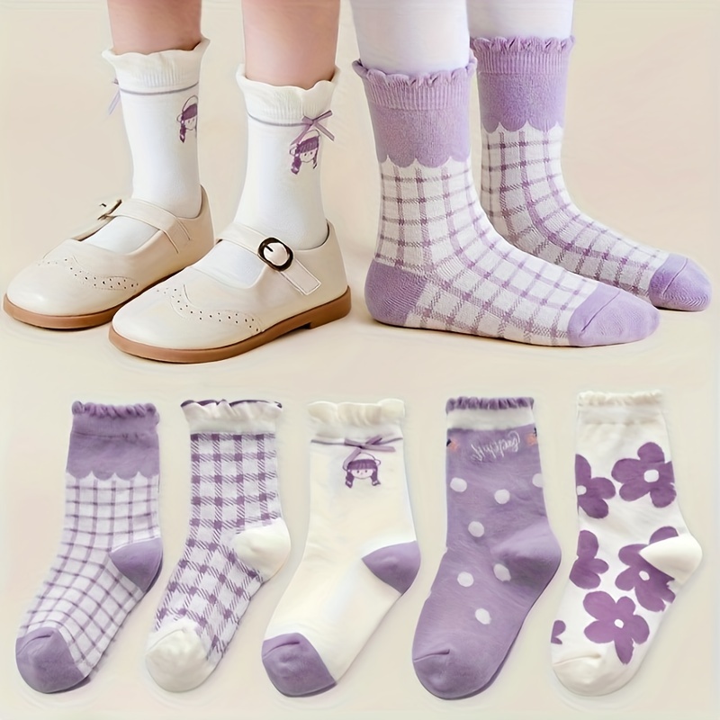 Pack de 5 pares de calcetines con unicornios y corazones para niña rosa -  Vertbaudet