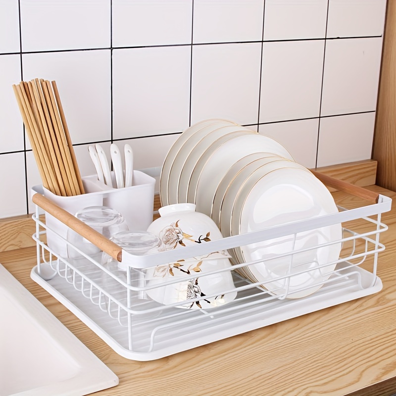 Dish Drainer With Removable Utensil Holder Dish Rack Plates - Temu