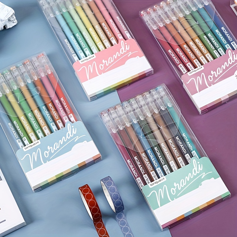 

9pcs/set Of Retro Morandi Gel Pens 0.5mm School Office Adult Color Books Periodical Drawing Color Graffiti Art Mark Gel Ink Pen