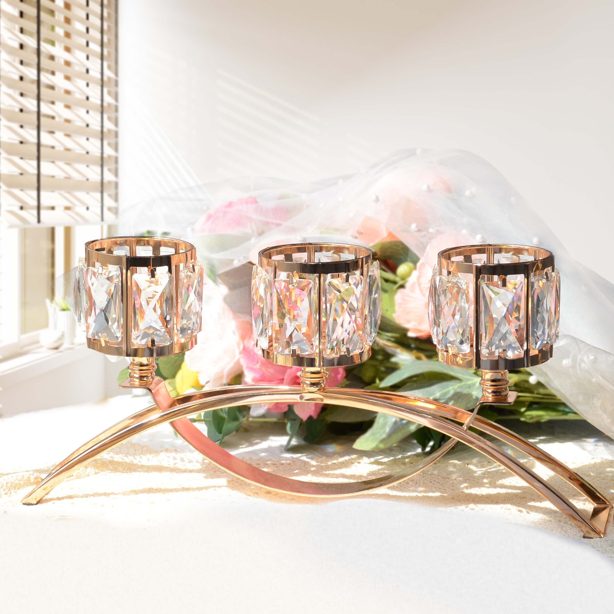 Paquete de 12 portavelas de vidrio transparente para candelabros, velas  cónicas, centros de mesa de boda (2 x 2 x 2.3 pulgadas)