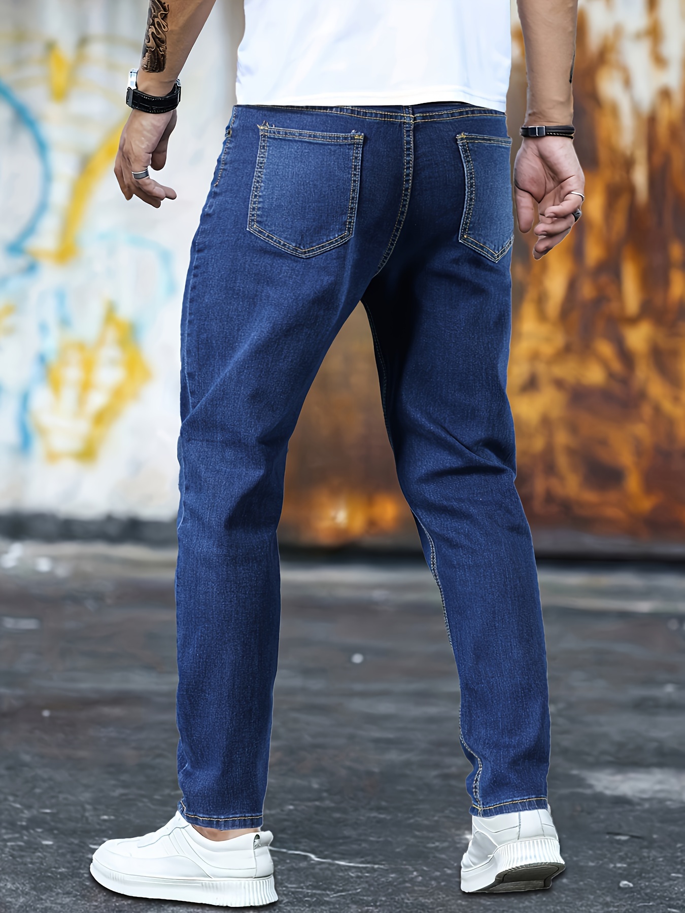 Pantalones Vaqueros Para Hombre Casual Jeans Sueltos Calle Alta