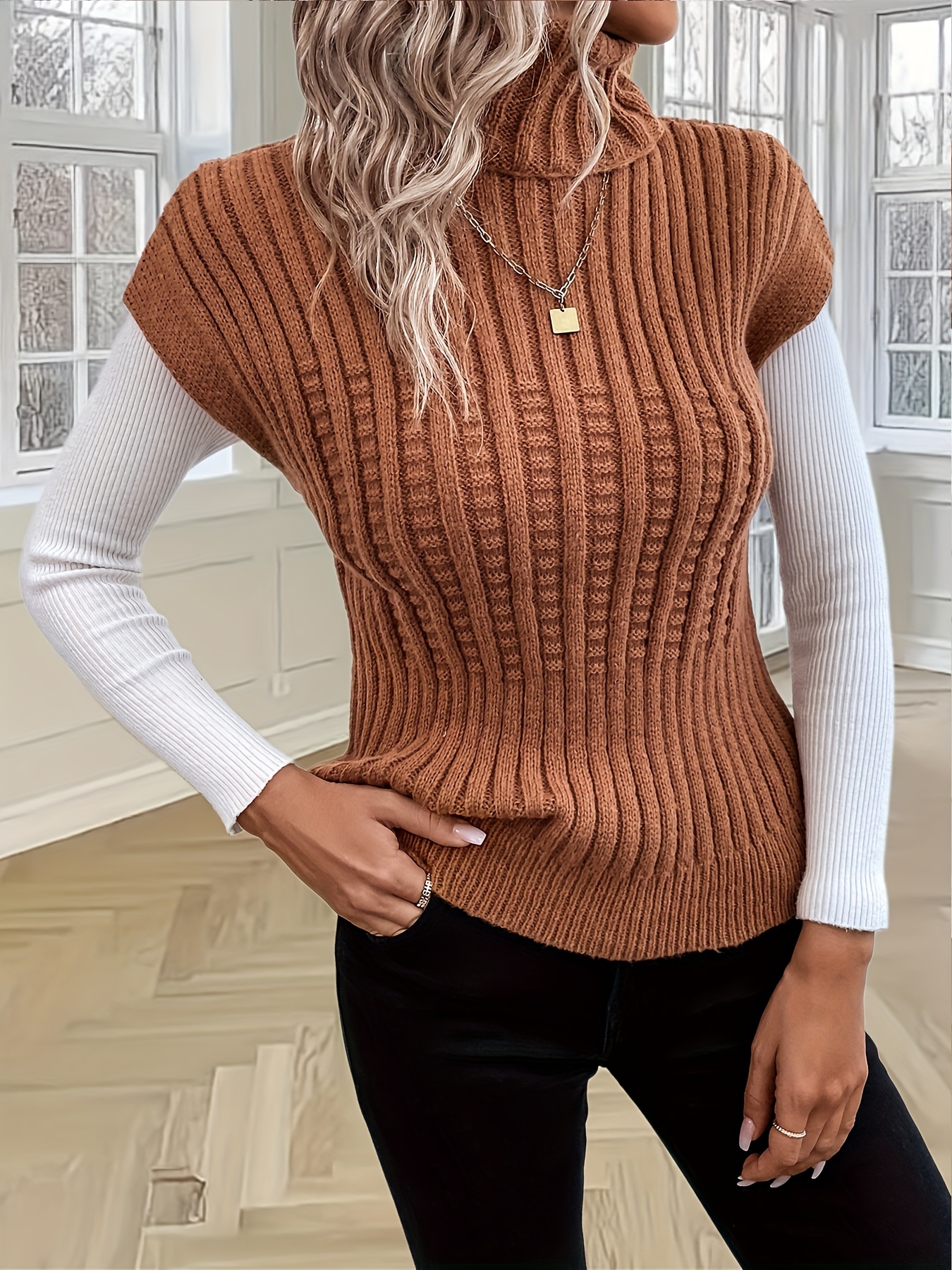 Turtleneck Vest Top - Temu