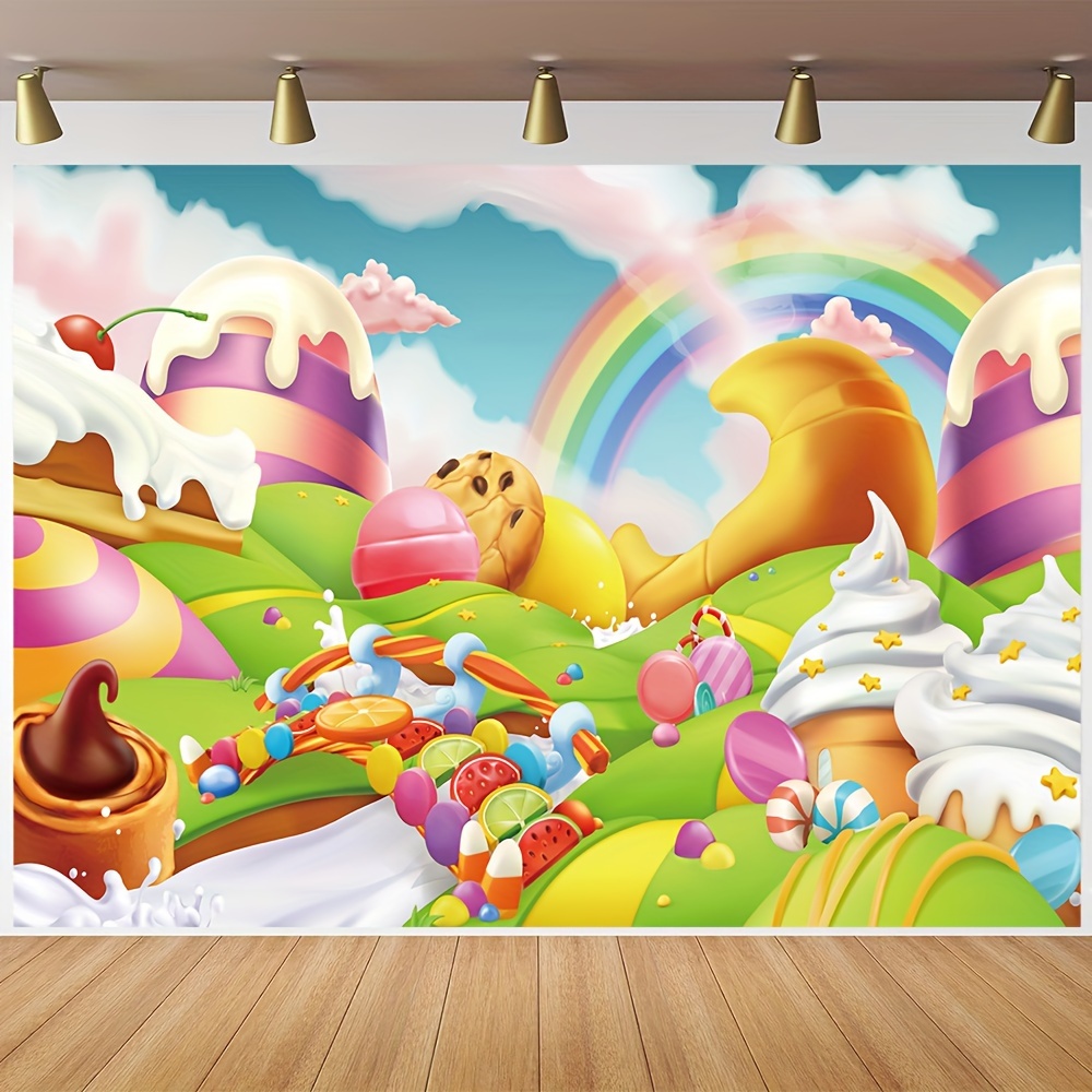Candyland Cartoon Photography Background Vinyl Rainbow - Temu