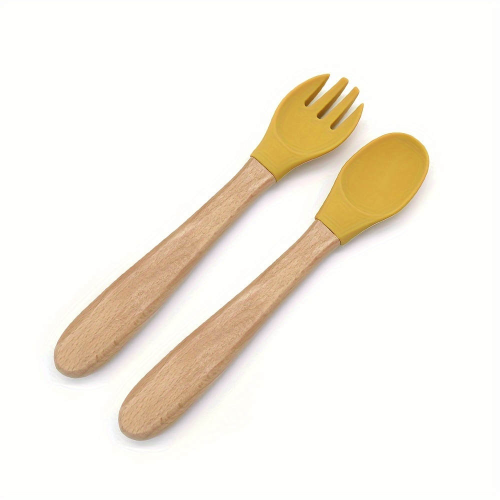 Food Grade Silicone Pasta Fork With Wooden Handle Perfect - Temu