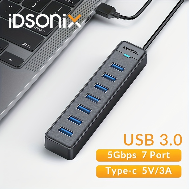 Hub USB 3.0 alimenté, répartiteur de données USB 7 ports Adaptateur secteur  5 V/2 A Extension USB pour ordinateur portable, PC, MacBook, Mac Pro, Mac  Mini, iMac, Surface Pro et plus encore.