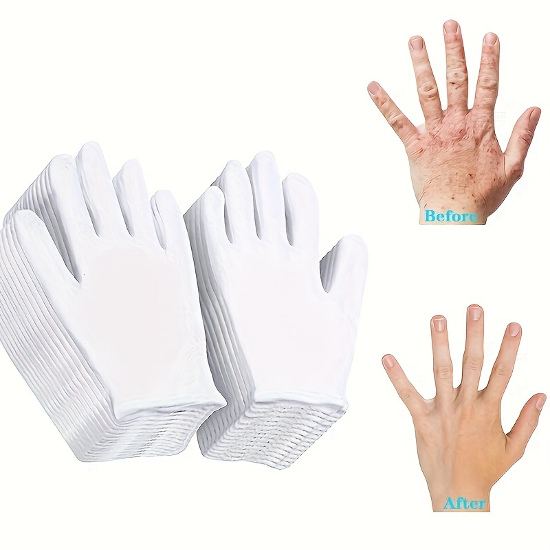 24 guantes de algodón blanco para manos secas, guantes hidratantes, guantes  de eccema durante la noche, guantes de dormir para mujeres, joyería