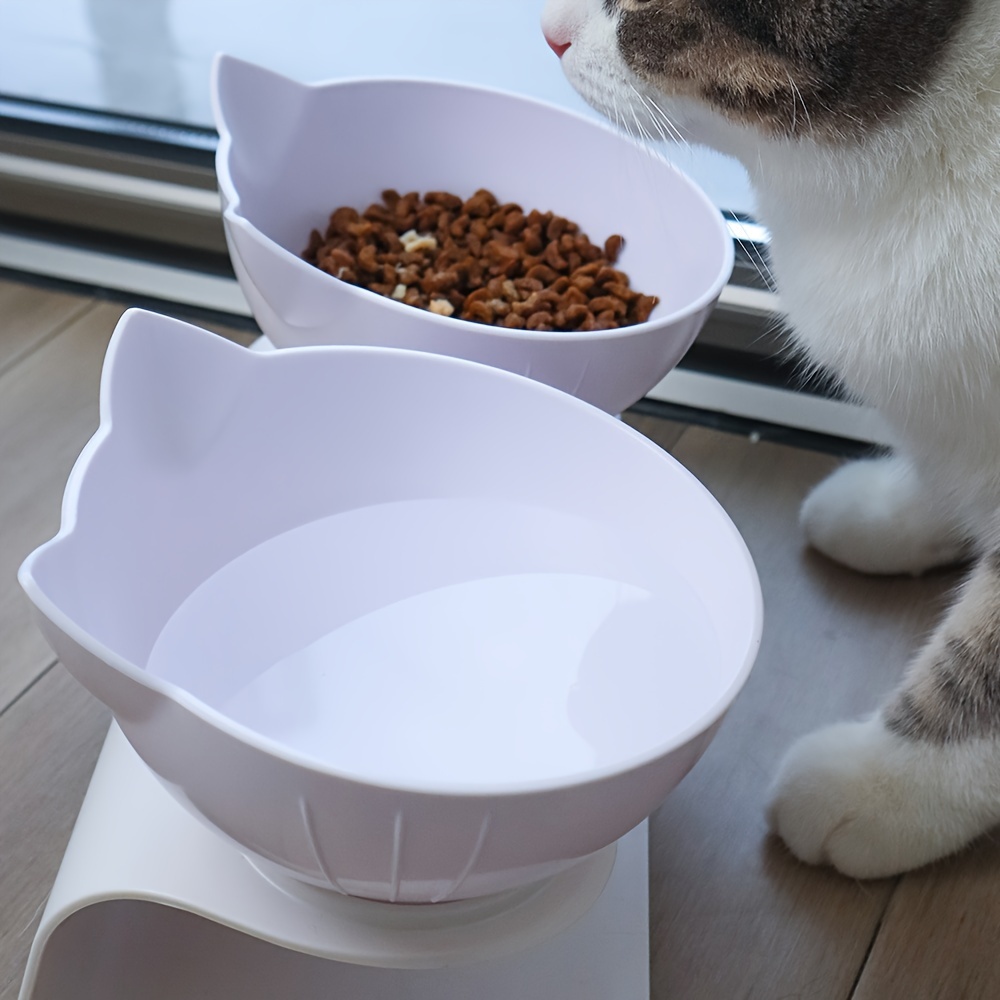 Non slip Pet Feeding Bowl With Neck Protection Double Bowl - Temu