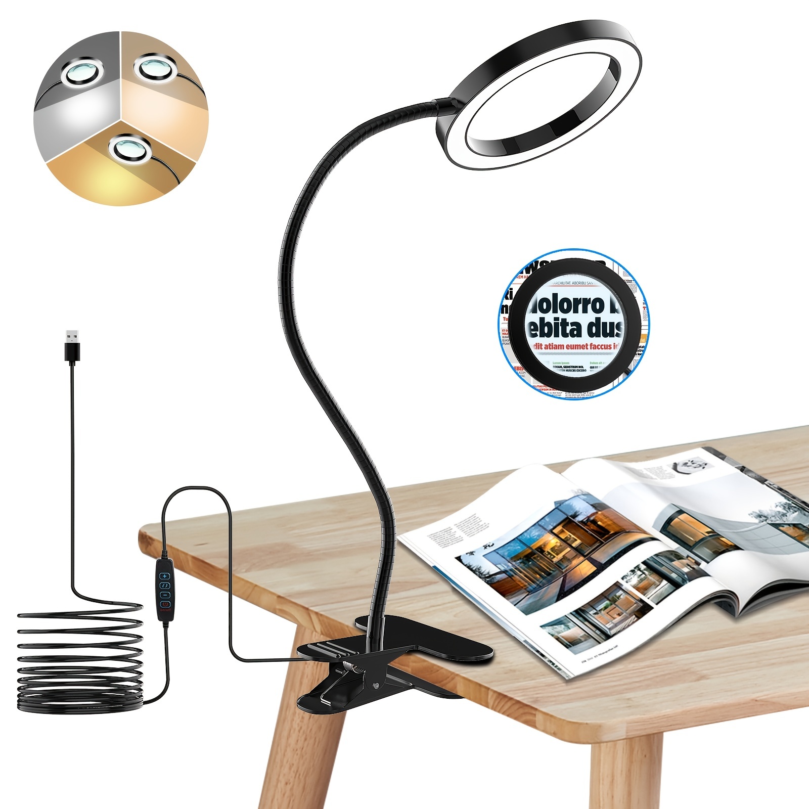 1pc Magnifying Glass Lamp | 10 Brightness Levels | Shop Now & Save