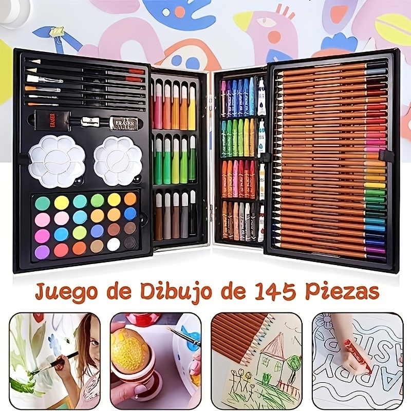 Set de arte para niños, paquete de 170 unidades, kit de dibujo para niños,  caja de pintura, suministros de arte, regalo creativo de manualidades para