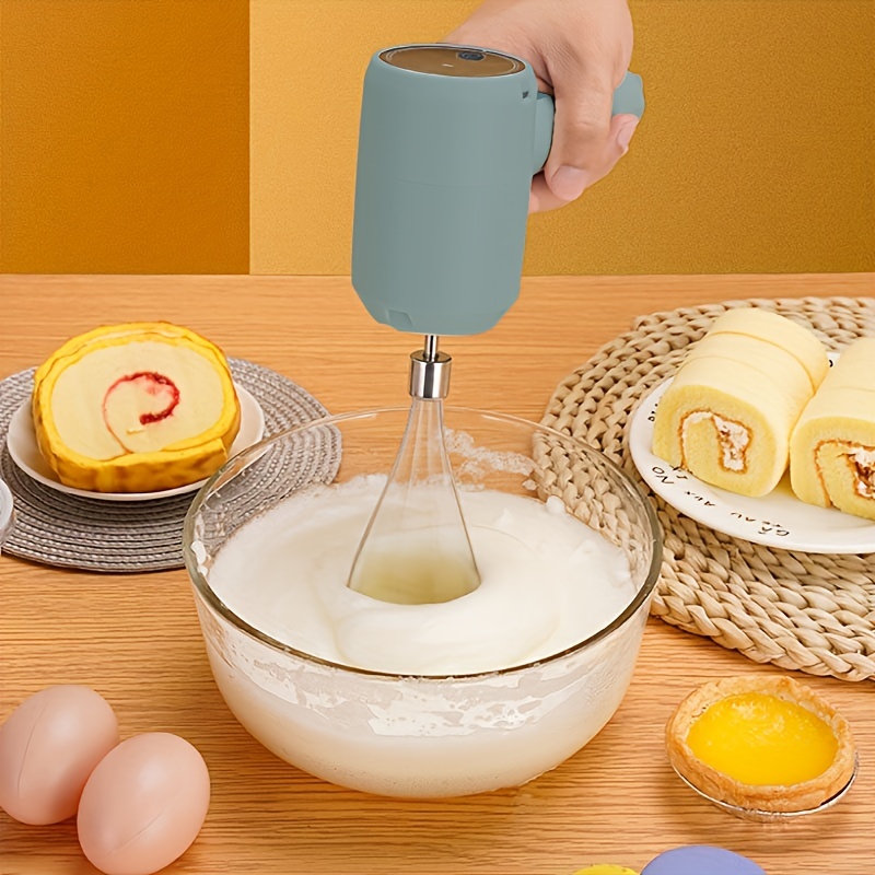 1pc Usb Rechargeable Electric Wireless Egg Beater Small Cream