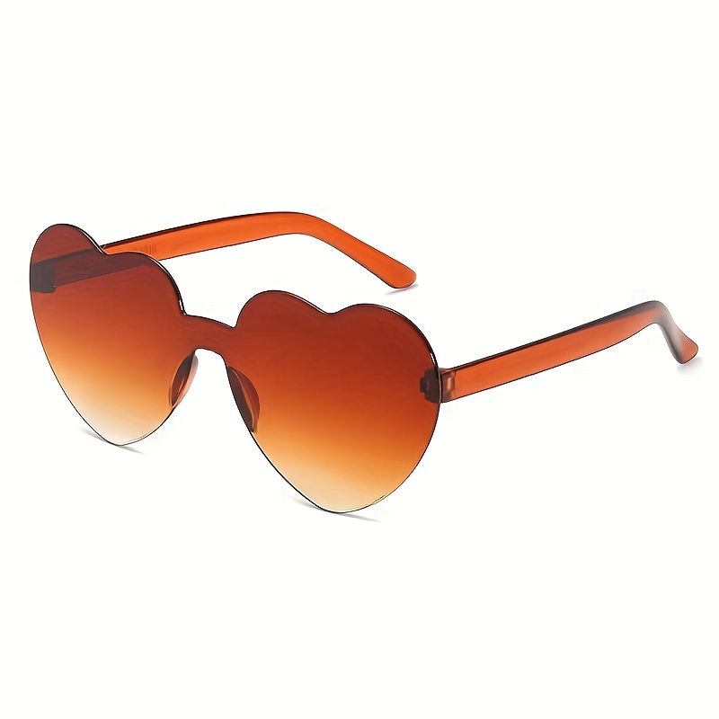 Peach Heart Sunglasses Candy Color Love Glasses Frameless - Temu Canada