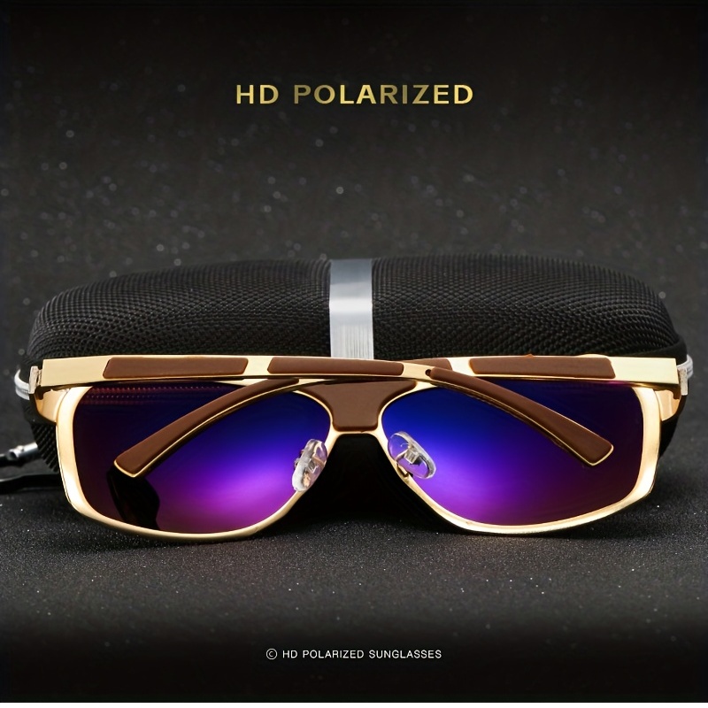 1pc Unisex Uv400 Polarized Square Frame Sunglasses For Driving