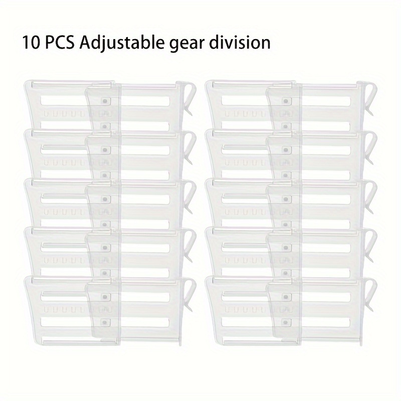 TEMU 5/10pcs Dispensador De Espacio Ajustable Para Refrigerador Snap On Para Bebidas Y Salsas, Partición Expandible Para Organizador De Partición De