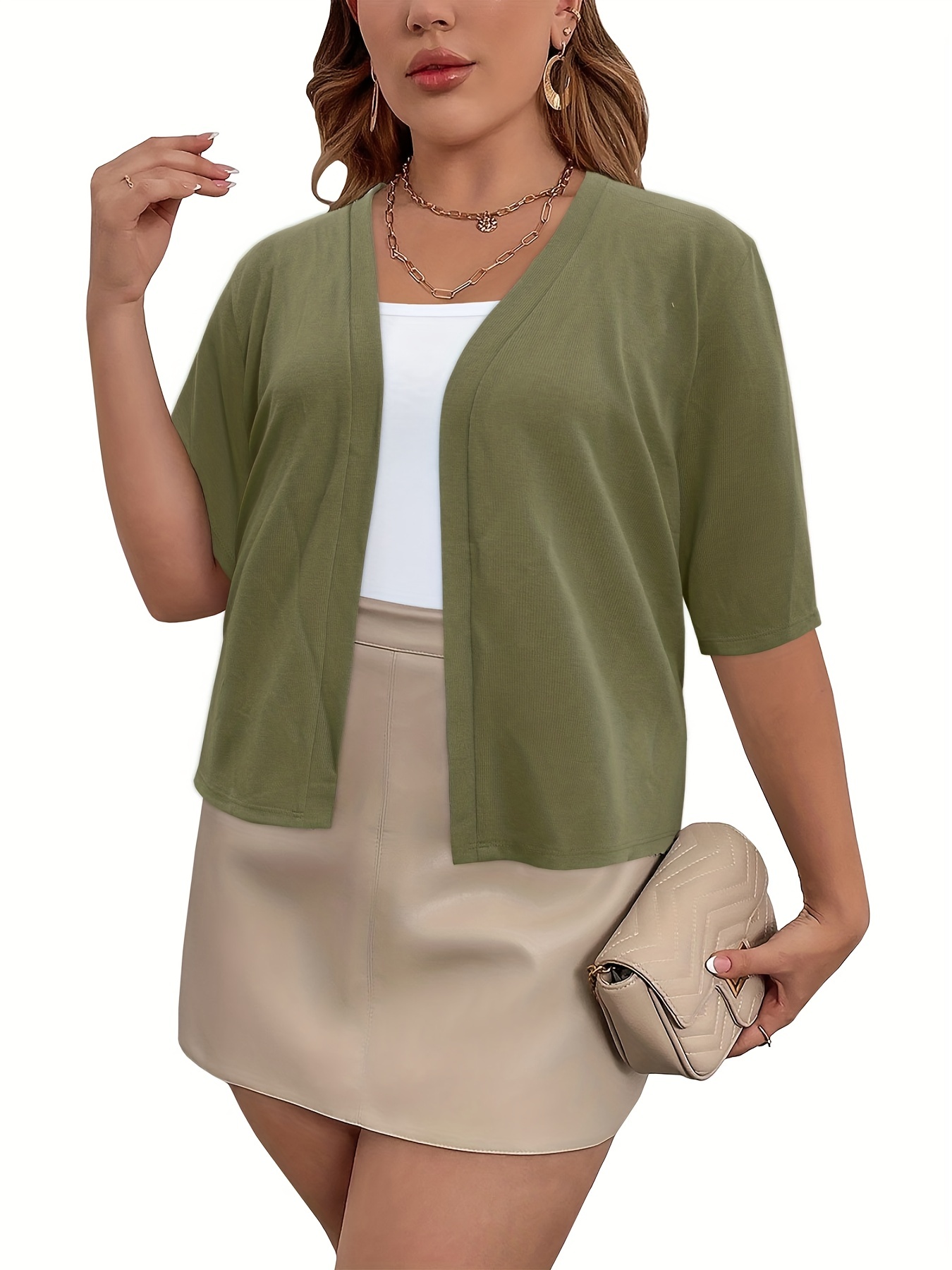 Olive green cardigan hot sale plus size