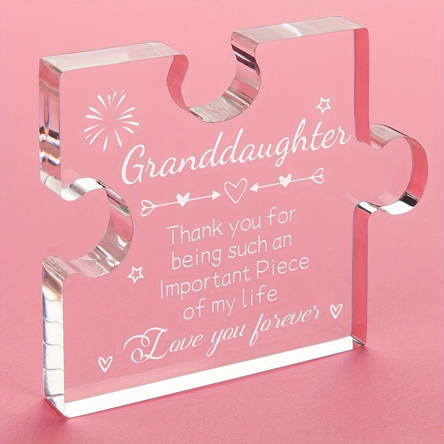 

1pc, Granddaughter Gifts From Grandma Acrylic Puzzle Plaque - Christmas Birthday Gifts For Granddaughter Desk Decorations - Anniversary Wedding Card Gifts For Granddaughter