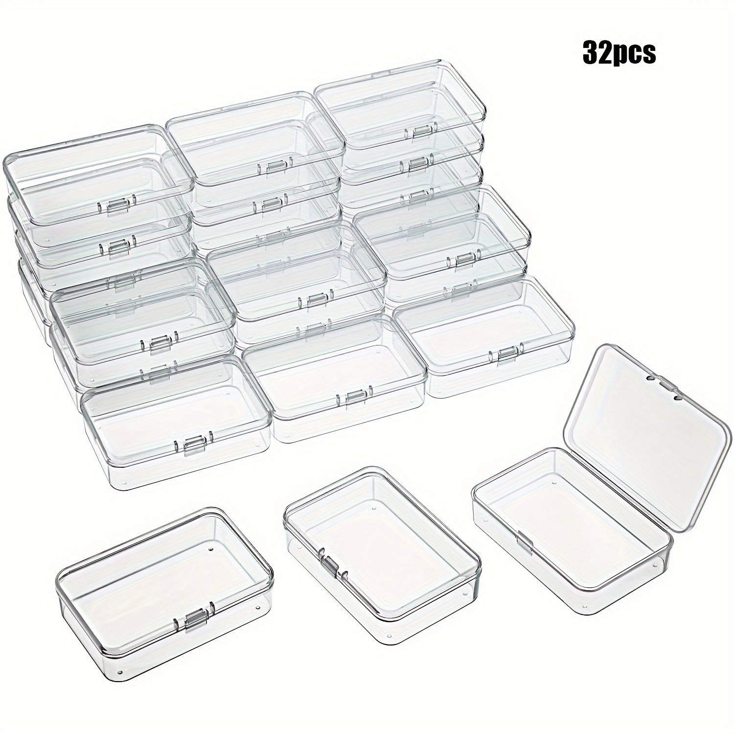 16 Pack Small Containers Clear Plastic Boxes with Hinged Lids