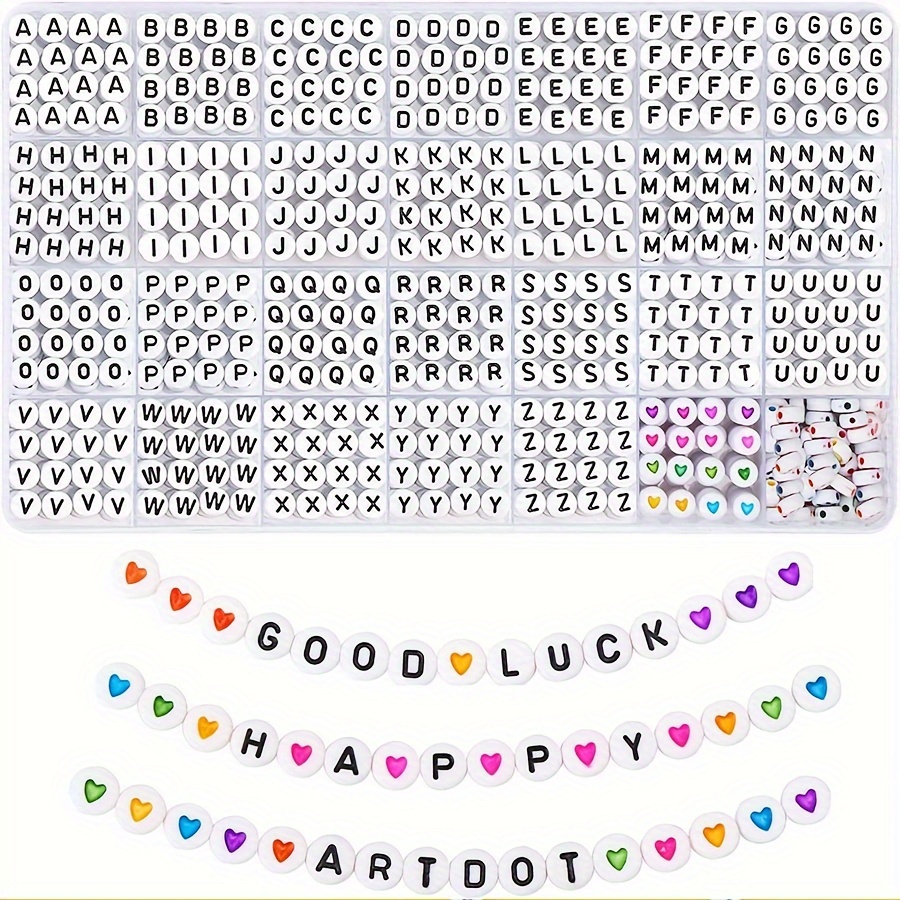 TEMU 1200pcs Letter Pattern Round Beads, 28 Styles Assorted Letter Beads For Jewelry Making