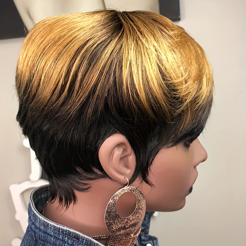 1b 27 Ombre Color Pixie Cut Wig Full Machine Made Human Hair Temu