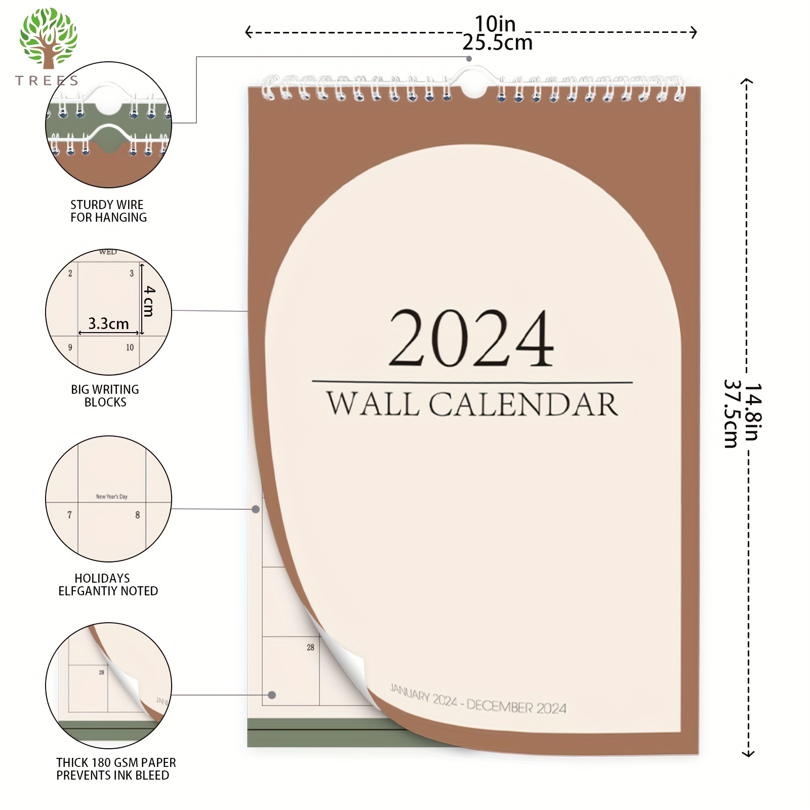 Calendrier mural aimanté 2024 - En 2024, de grands projets pour te surpasser