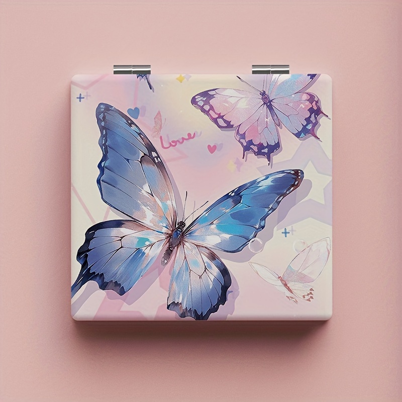 A Compact, Foldable Double-sided Makeup Mirror Featuring A Creative Design, Perfect For Touch-ups