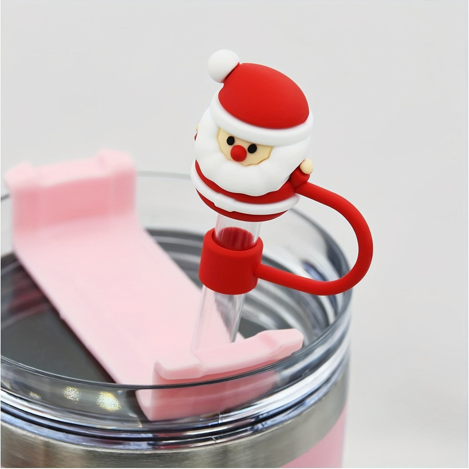 6Pcs Christmas Straw Cover Cup for Tumbler Cup, 10mm Santa Claus Drinking  Straw Topper, Reusable Protectors Straw Tips Lids for Cup Accessories (6Pcs