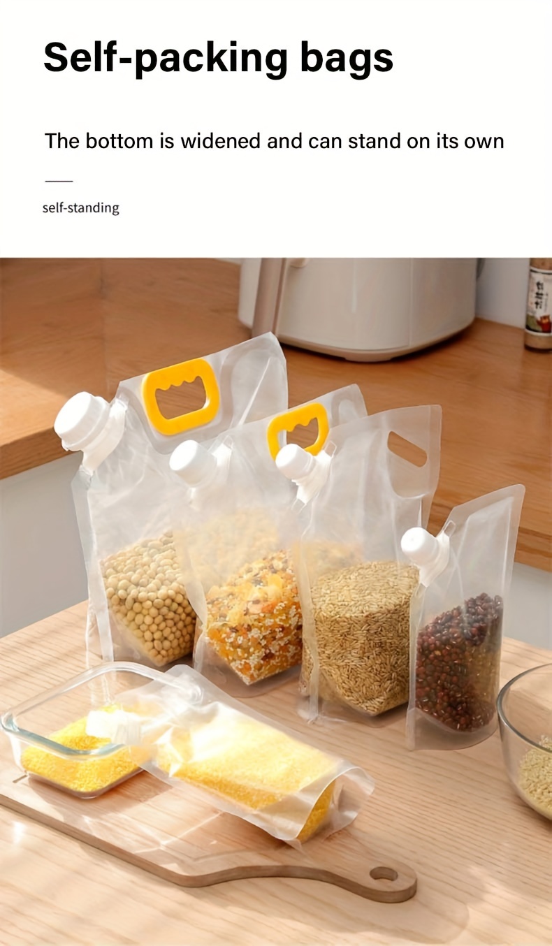 TPALPKT Grain Sealed Bags, 5pcs Transparent Grain Storage Suction