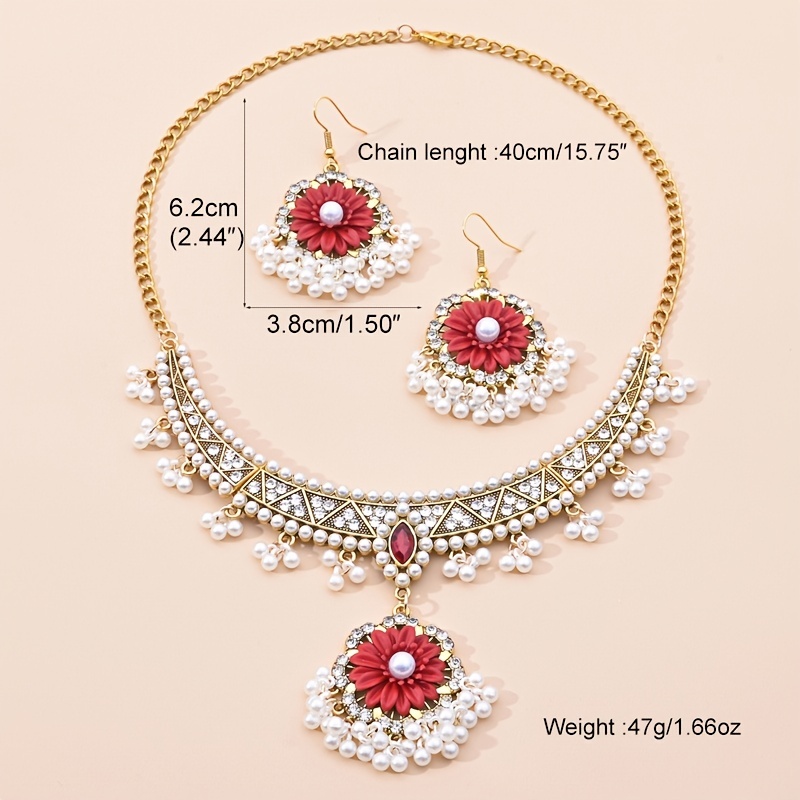 Vintage Style Jewelry Set With Pendant Necklace Drop Hook - Temu