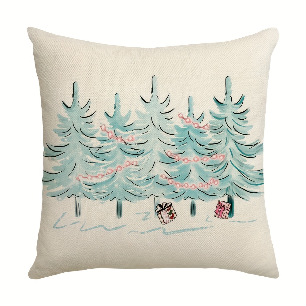 Christmas Pillow Covers 16x16 Set of 4 Snowman Merry Christmas Pillow Cases  Santa Holiday Decorations Xmas Trees Throw Pillows Farmhouse Christmas Decor  for Couch 