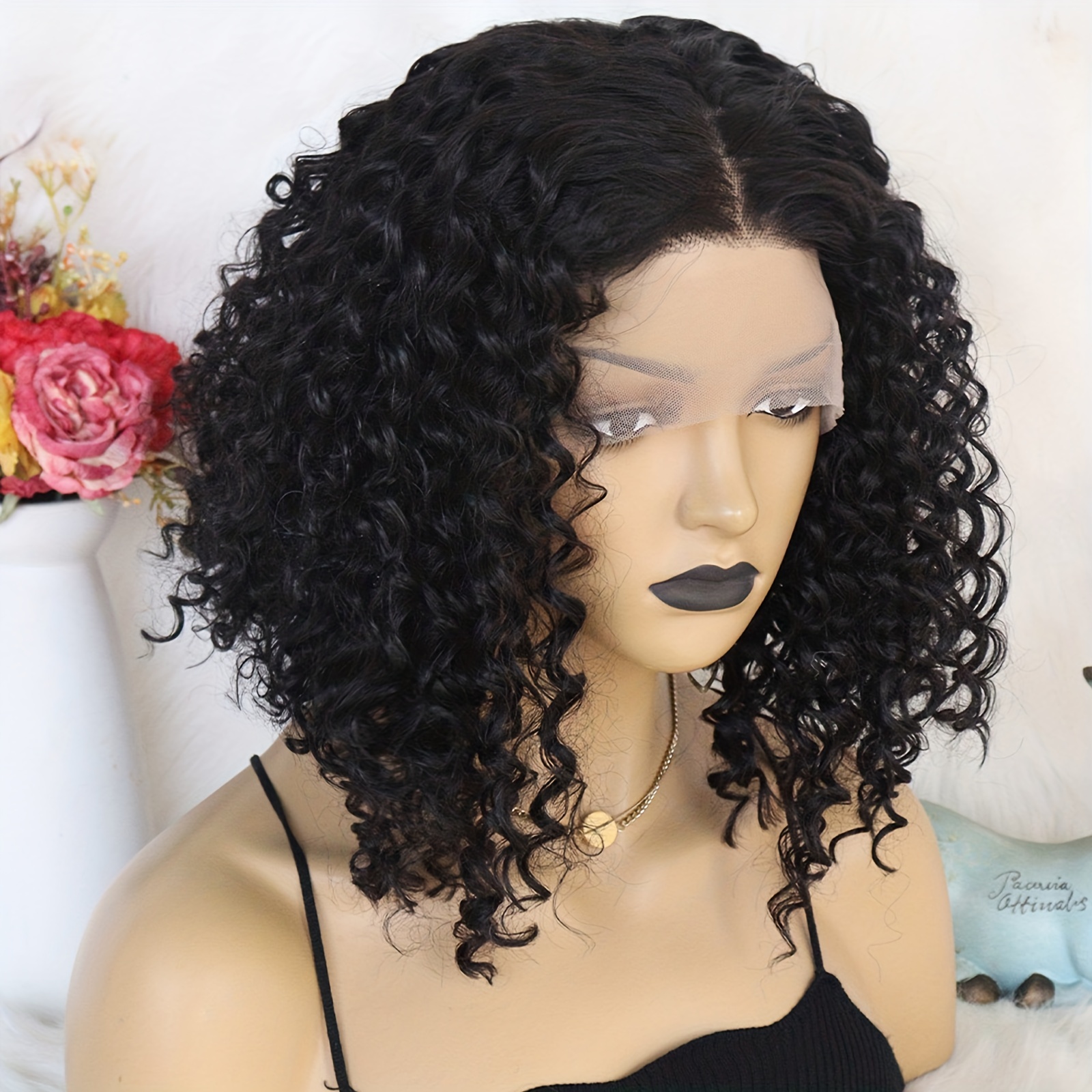 Black 30.48 Cm Short Curly Hair Wigs 13 6 1 T Part Lace Front Hair Wigs For Women Synthetic Lace Front Hair Wigs 1pc Wig Cap