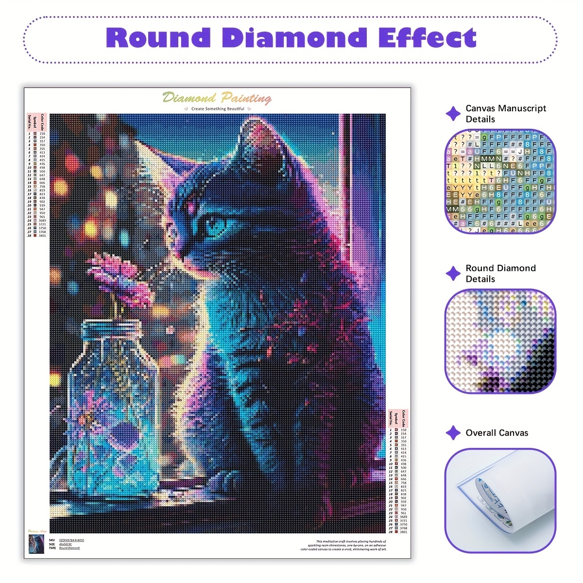 5d Diy Diamond Painting Cat Diamond Embroidery Animal - Temu