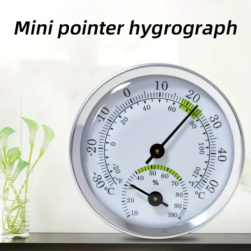 Mini Portable Pointer Thermometer Hygrometer, Wall Hanging