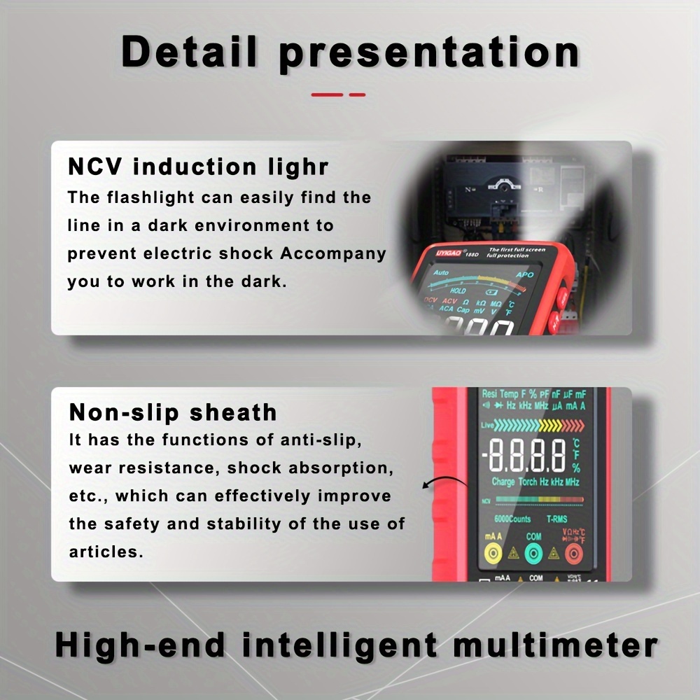 Digital Multimeter Ohm NCV Multimeters Auto Range AC DC Voltage