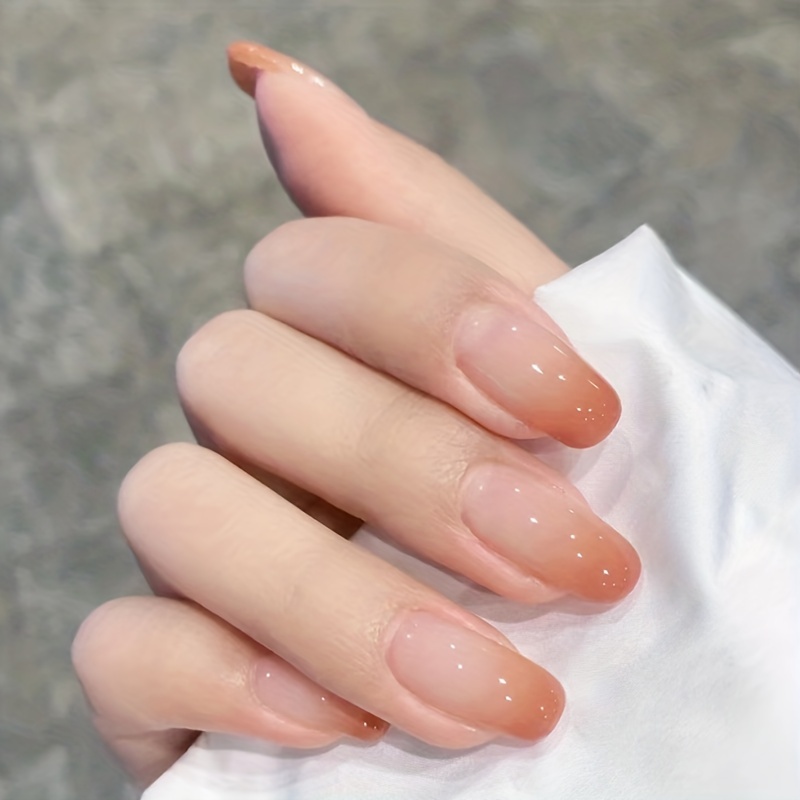 Amazon.com: YienDoo Square Glossy False Nails Press on Nails Light Brown  Short Artificial Nails Full Cover Acrylic Nails Tips Art Fake Nails  Accessories for Women and Girls(24pcs) : Beauty & Personal Care