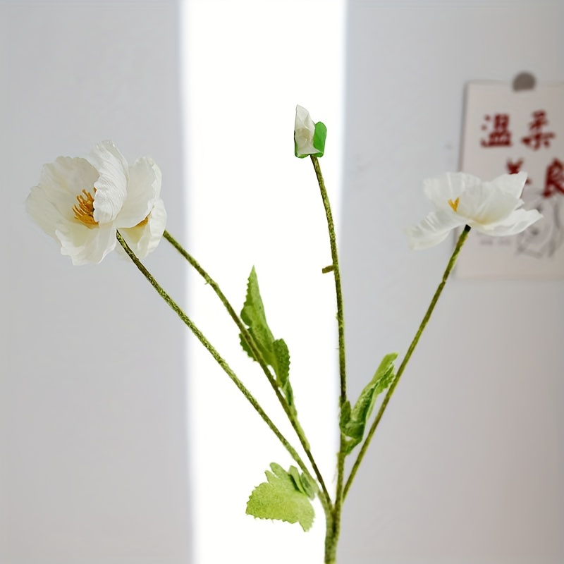 Artificial Poppy Silk Flowers Faux Poppy Flower Stems Fake - Temu