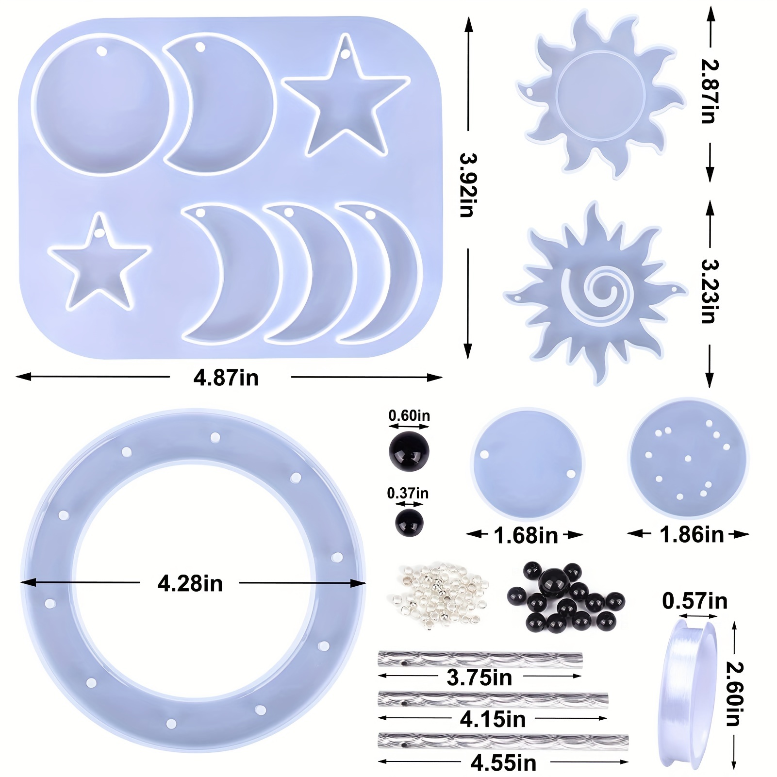 Earring Molds for Resin - Pendant Epoxy Resin Mold - Moon Star