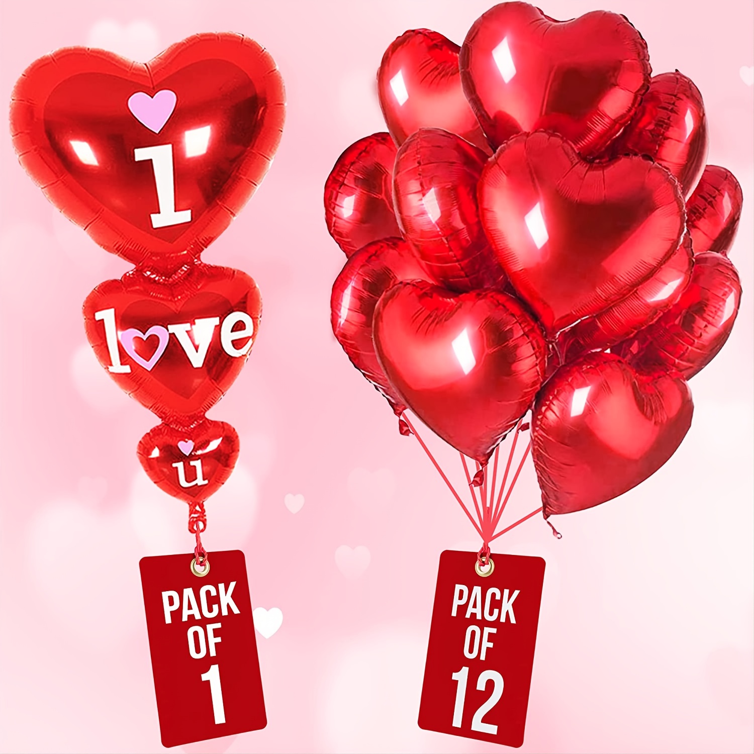 Globos De Corazones Rojos Amor Con Letras Te Amo Decoracion Para  Aniversario Set