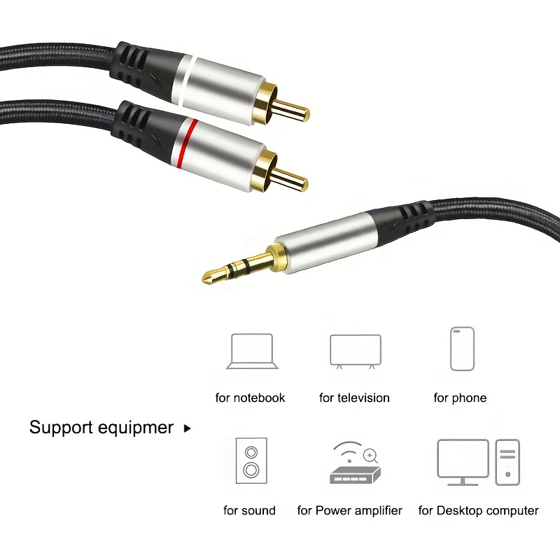 3 5mm Jack Rca Cable 1 Rca Male 2 Rca Male Audio Cable Splitter Tv Pc  Amplifier Dvd Speaker Audio Auxiliary Cable - Electronics - Temu