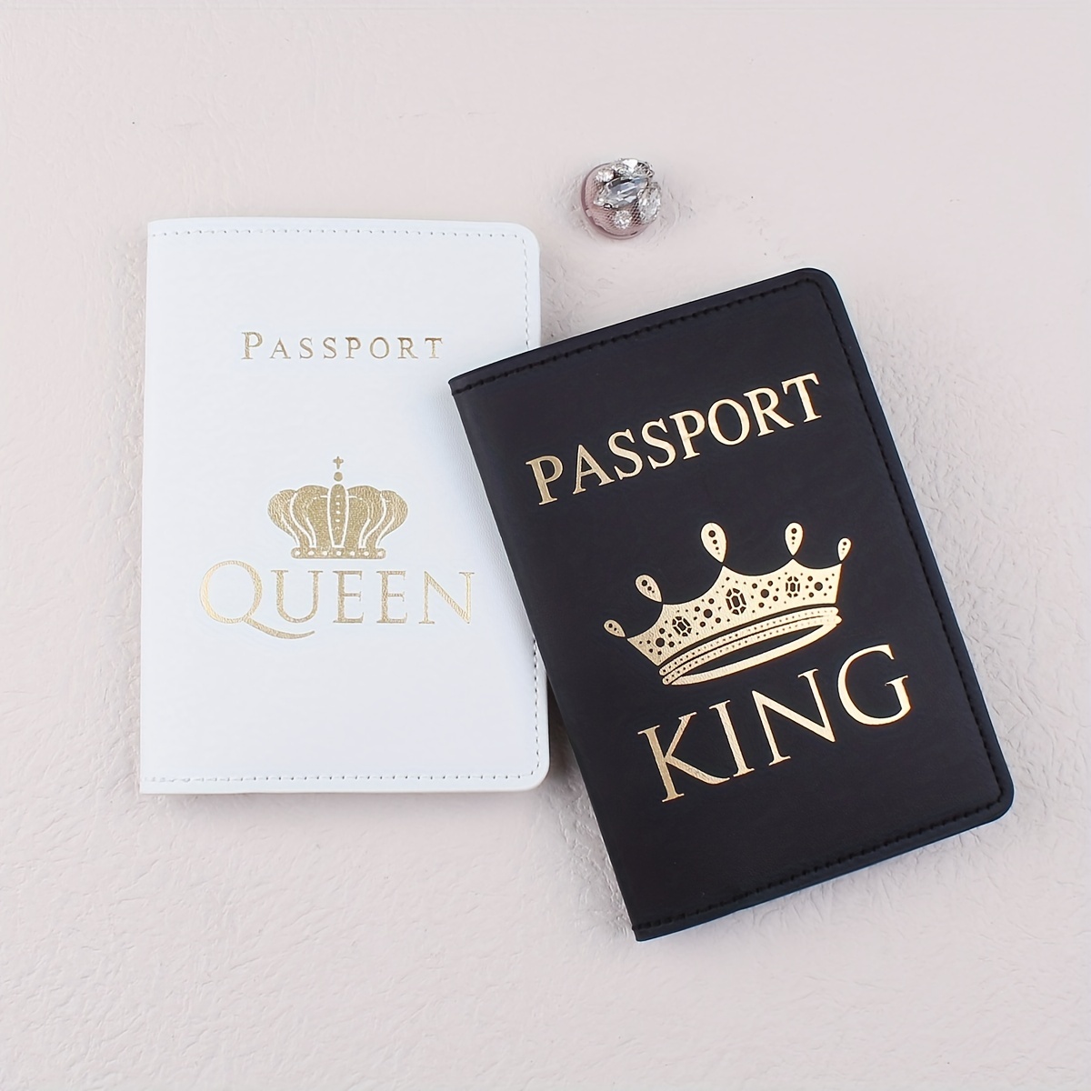 King & Queen Passport Holder Couple Crown Travel Accessories