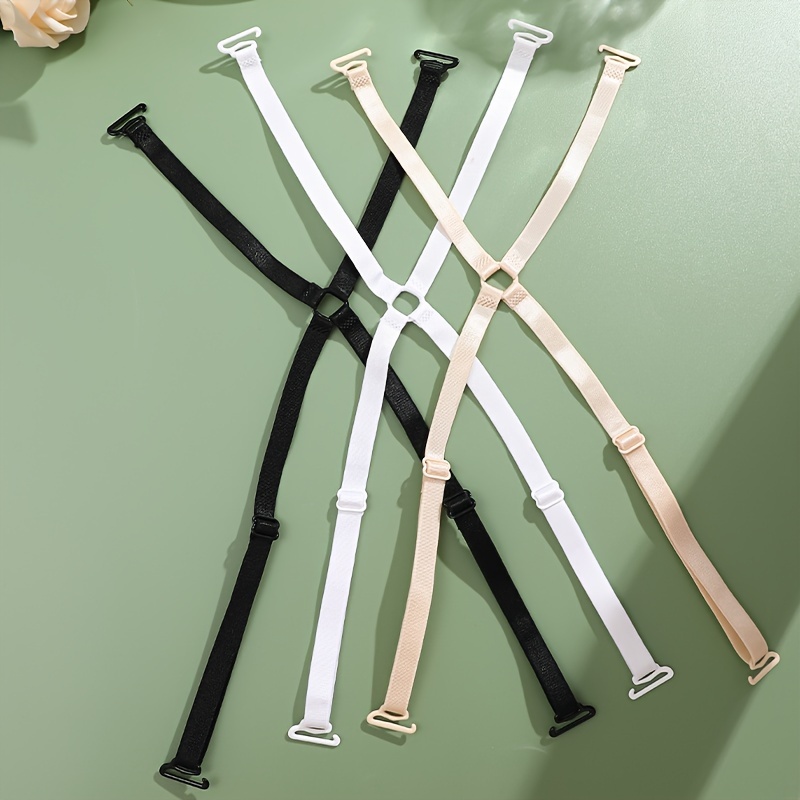 Image of Set Of 3 Nylon Elastic Bra Extenders, Adjustable Cross-clasp For Women's Lingerie, Solid Color Fabric Bra Additions