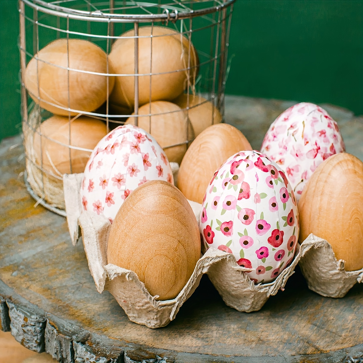 Uova finte - Giocattolo per uova per bambini, uova in legno, finto legno,  uova per bambini e bambini fingono decorazioni per uova di Pasqua per