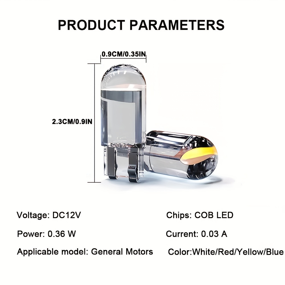 10 Uds. Luces Led Coche T10 W5w Canbus Bombillas Cristal Cob - Temu Mexico